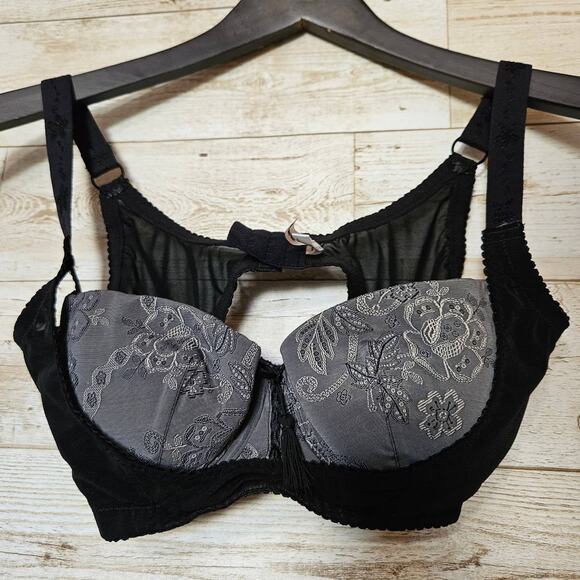 Eve's Temptation Underbust Pushup Bra. Size Small. Black/Gray. Embroidered. - Picture 1 of 13